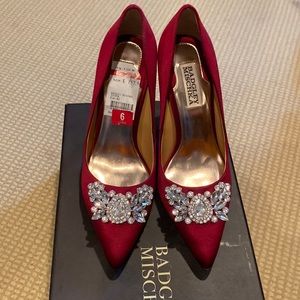 Badgley mischka jeweled red pump